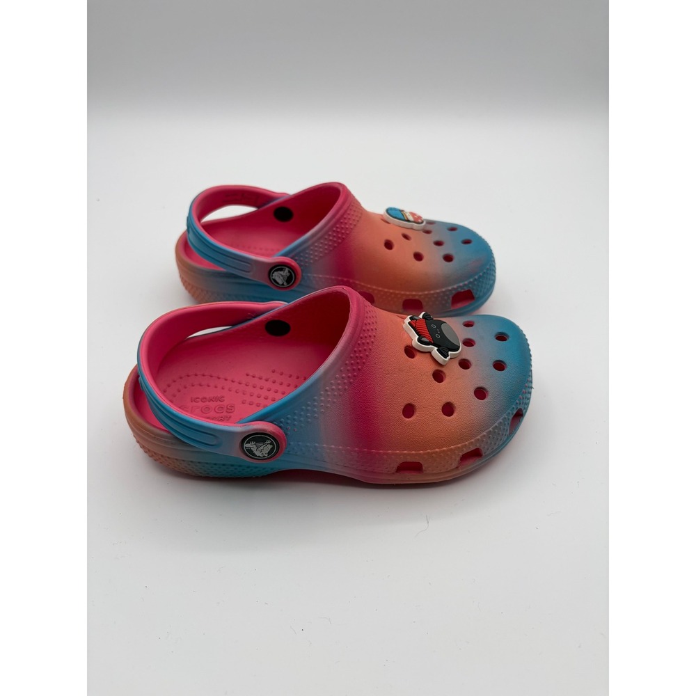 Crocs Classic Clogs Kids Size C12 Pink Ombre Slip On Jibbitz Charms